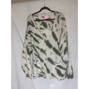 Crush Cashmere Canggu Oversized Cardigan Green Tie Dye Size 1